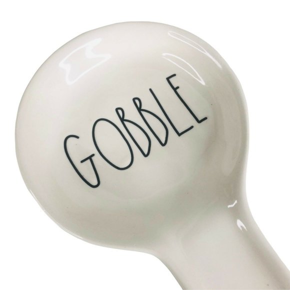 New Rae Dunn Thanksgiving GOBBLE Spoon Rest Black Lettering Artisan Collection - Picture 2 of 5